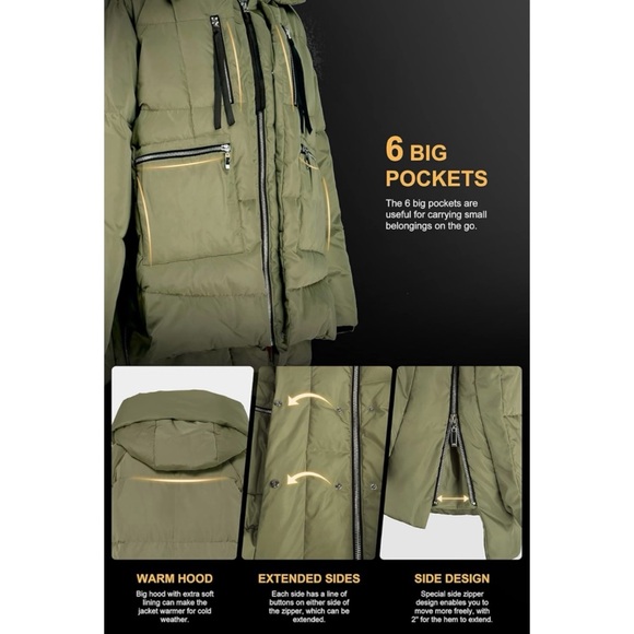 Orolay Women’s Thickened Down Jacket - Small, Green - Picture 14 of 15